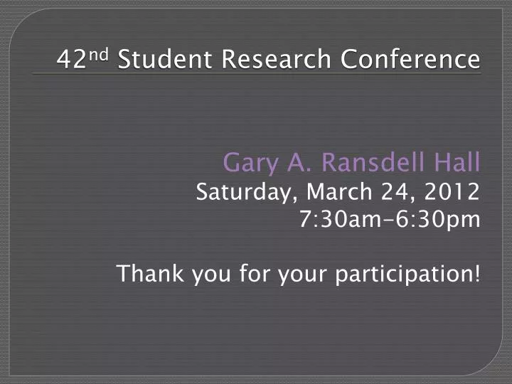 42 nd student research conference