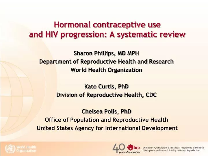 hormonal contraceptive use and hiv progression a systematic review