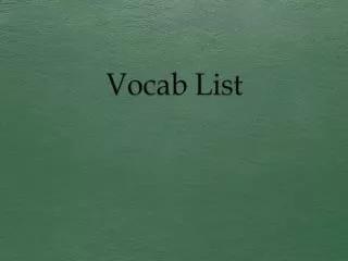 Vocab List