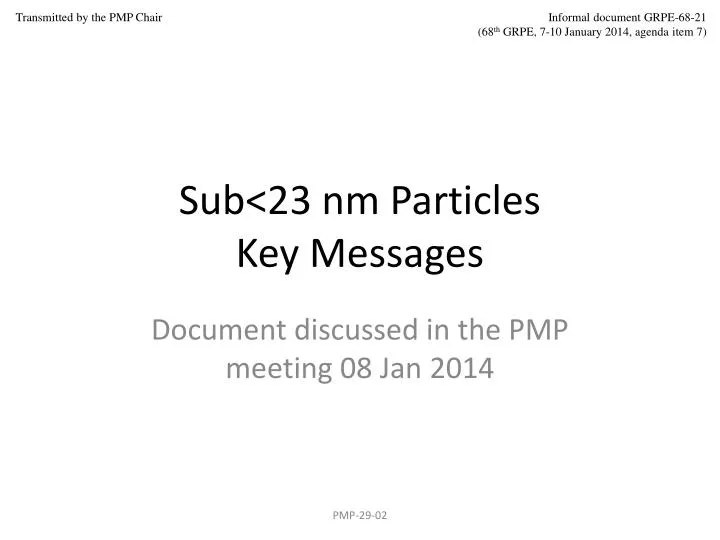 sub 23 nm particles key messages