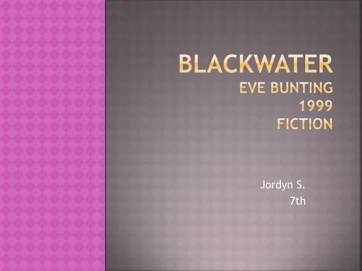blackwater eve bunting 1999 fiction