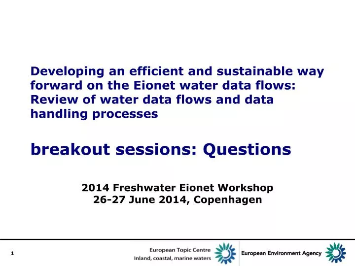2014 freshwater eionet workshop 26 27 june 2014 copenhagen