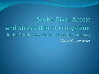 Scuba Diver Access and Stressed Reef Ecosystems in the Florida Keys National Marine Sanctuary
