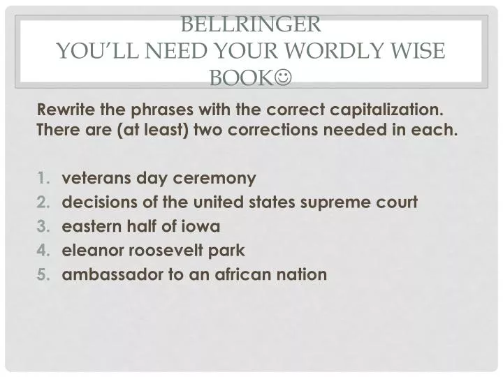 bellringer you ll need your wordly wise book