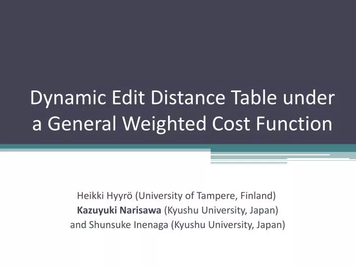 dynamic edit distance table under a general weighted cost function