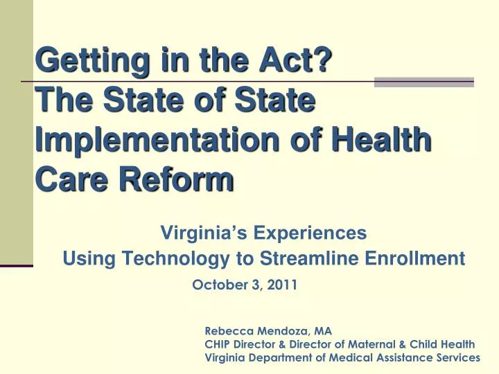 getting in the act the state of state implementation of health care reform