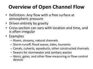 Overview of Open Channel Flow