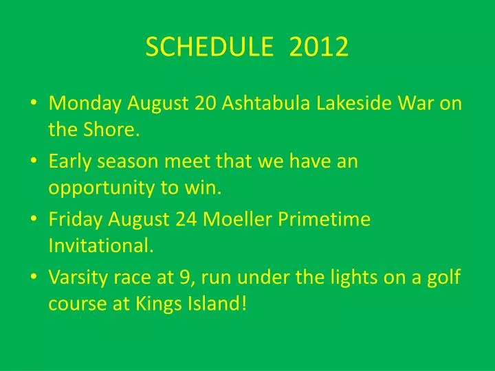 schedule 2012