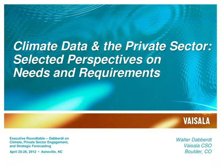 climate data the private sector selected perspectives on needs and requirements