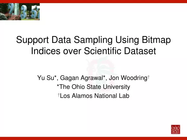 support data sampling using bitmap indices over scientific dataset