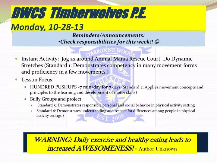 dwcs timberwolves p e monday 10 28 13
