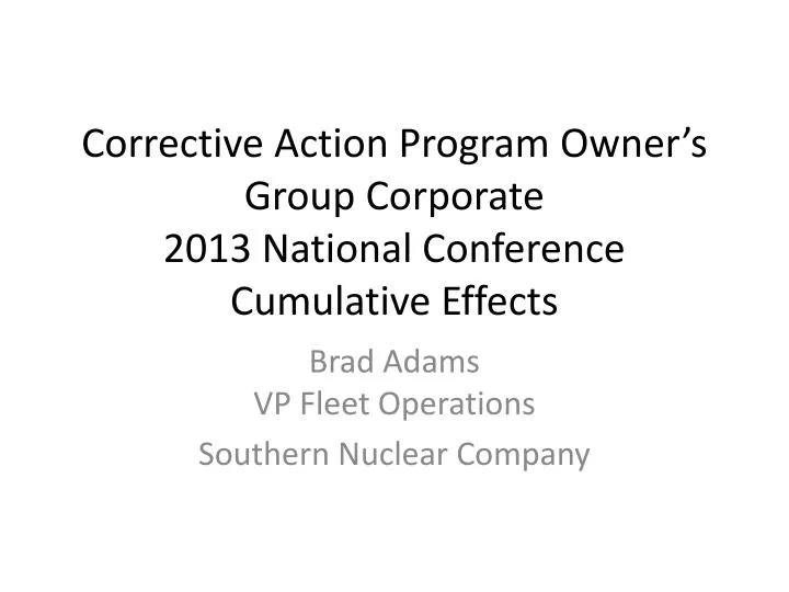 corrective action program owner s group corporate 2013 national conference cumulative effects