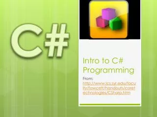 Intro to C# Programming