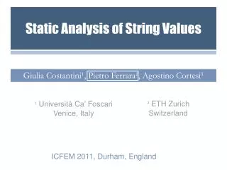 Static Analysis of String Values