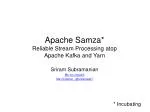 Apache Samza * Reliable Stream Processing atop Apache Kafka and Yarn