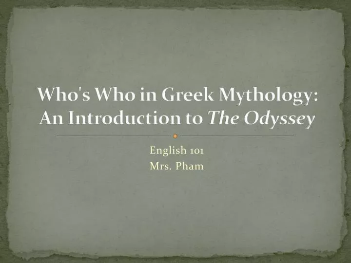 who s who in greek mythology an introduction to the odyssey