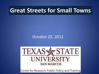 Great Streets for Small Towns