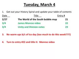 Tuesday, March 4