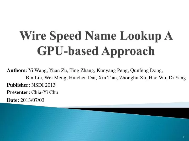 wire speed name lookup a gpu based approach