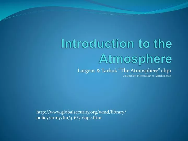 introduction to the atmosphere