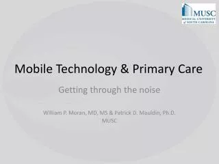 Mobile Technology &amp; Primary Care