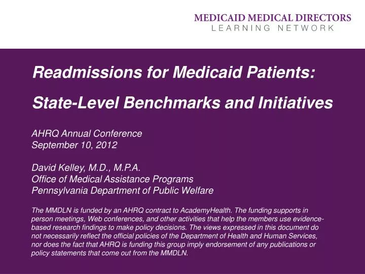 readmissions for medicaid patients state level benchmarks and initiatives