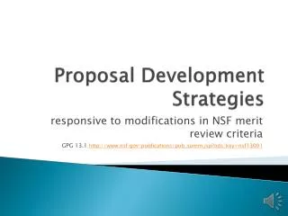 Proposal Development Strategies