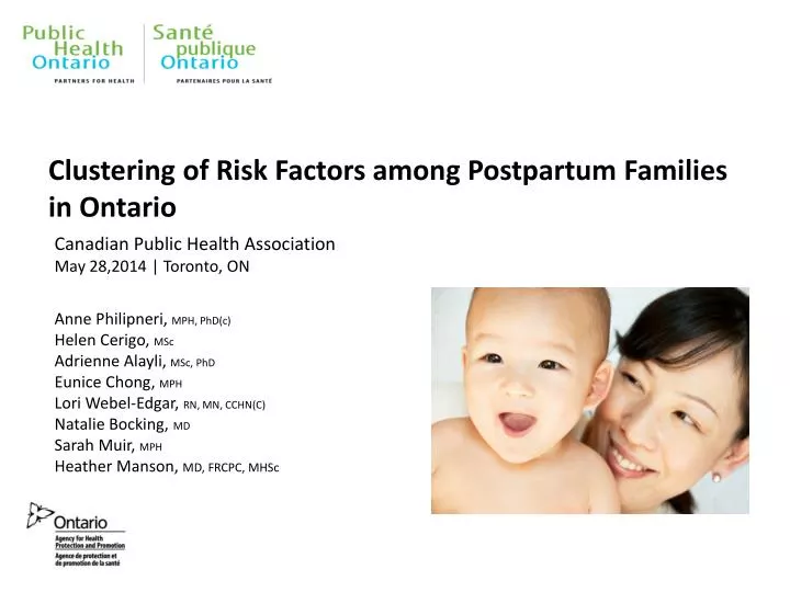 clustering of risk factors among postpartum families in ontario