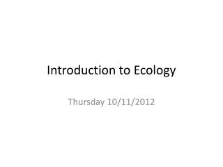 Introduction to Ecology