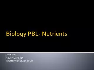 Biology PBL- Nutrients