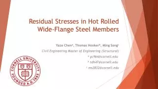 Residual Stresses in Hot Rolled Wide-Flange Steel Members