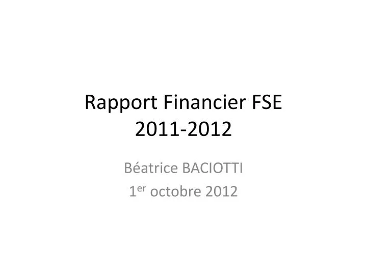 rapport financier fse 2011 2012
