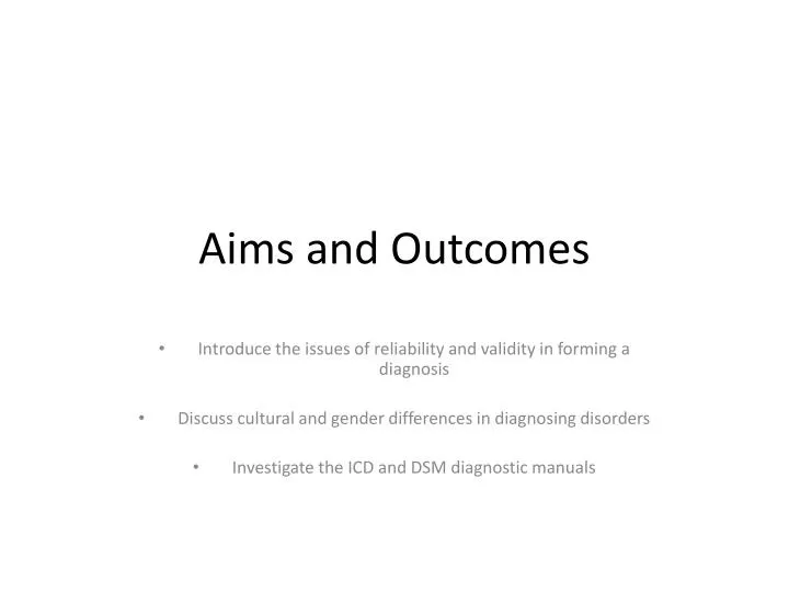 aims and outcomes