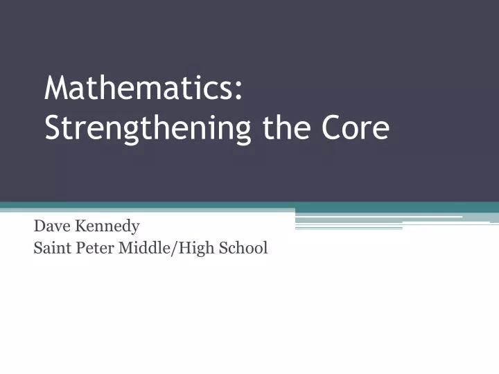mathematics strengthening the core