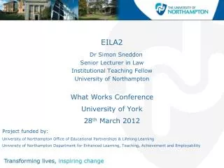 EILA2 Dr Simon Sneddon Senior Lecturer in Law Institutional Teaching Fellow