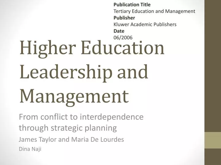 higher education leadership and management