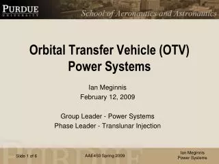 Orbital Transfer Vehicle (OTV) Power Systems