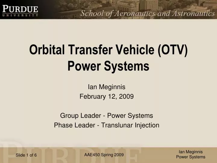 orbital transfer vehicle otv power systems