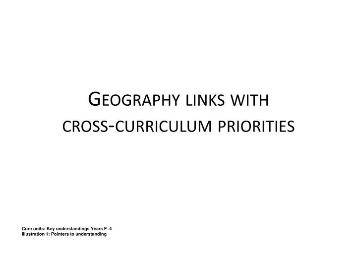 geography links with cross curriculum priorities