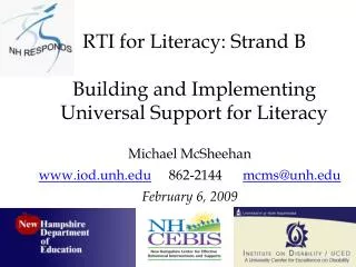 RTI for Literacy: Strand B Building and Implementing Universal Support for Literacy