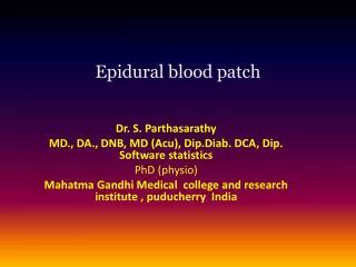 Epidural blood patch