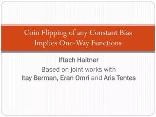 Coin Flipping of any Constant Bias Implies One-Way Functions