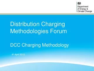 Distribution Charging Methodologies Forum