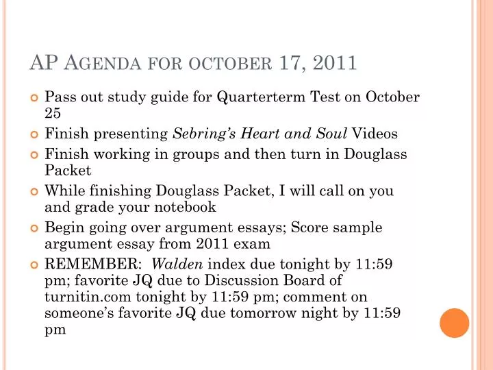 ap agenda for october 17 2011