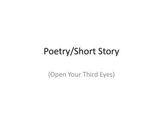 Poetry/Short Story
