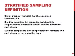 Stratified sampling Definition