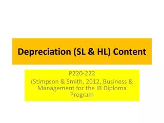 Depreciation (SL &amp; HL) Content