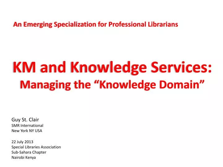 an emerging specialization for professional librarians