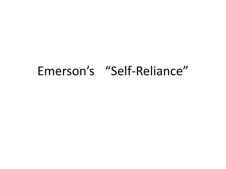emerson s self reliance