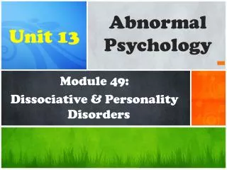 Abnormal Psychology